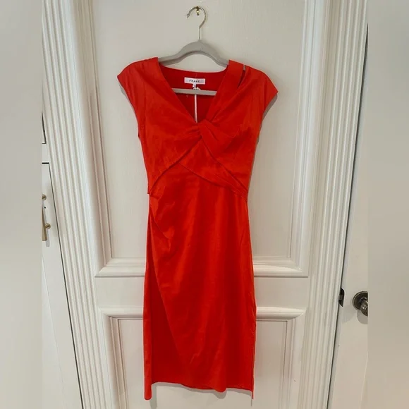 Frame Twist Front Sleeveless Dress Red Orange X Small - Picture 6 of 10